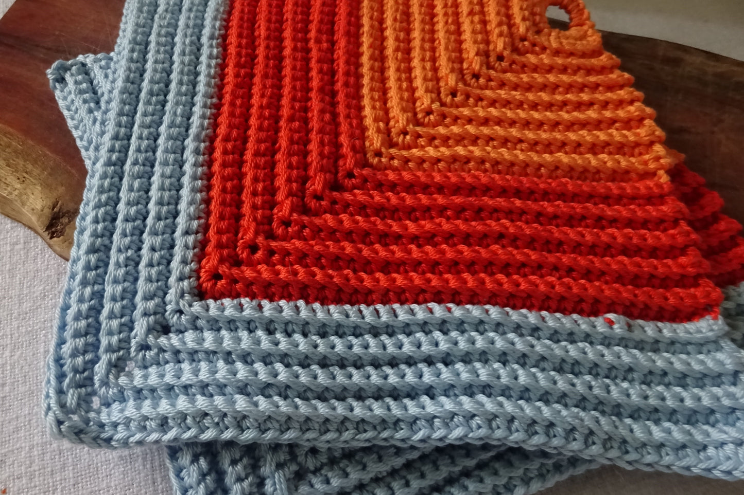 Dreifarbige Topflappen aus 100 % Baumwolle