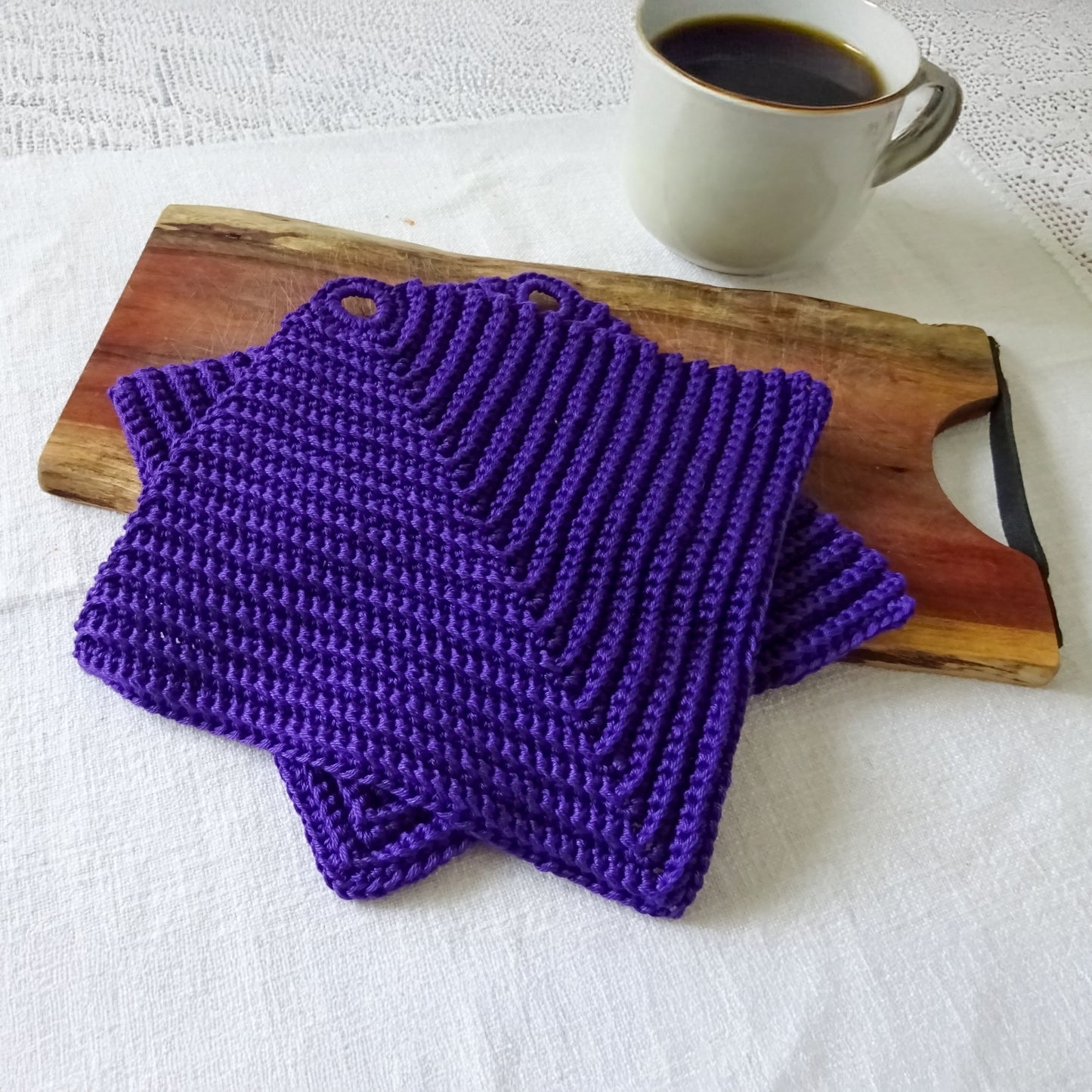 Topflappen "Retro-Rippenmuster" verschiedene Farben, einfarbig