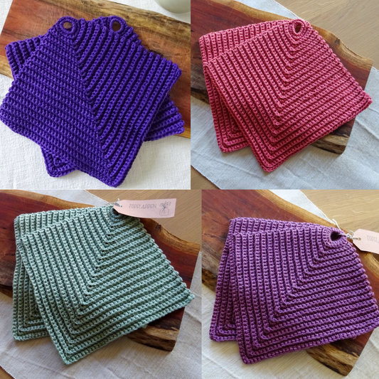 Topflappen "Retro-Rippenmuster" verschiedene Farben, einfarbig